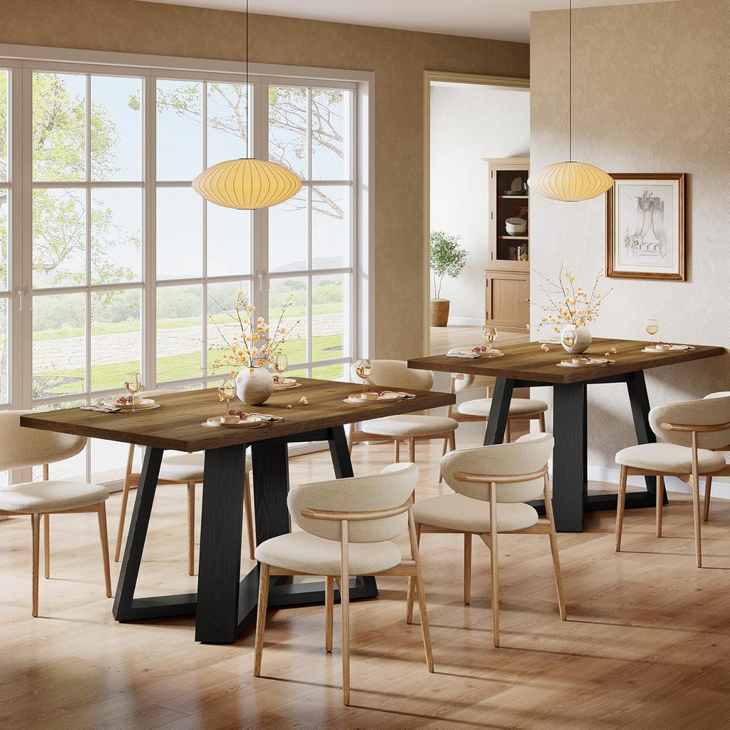 Tribesigns 47-Inch Dining Table for 4 People, Modern Kitchen Table with Wooden Legs, Dinner Table for Kitchen, Dining Room, Small Space, Black and Brown