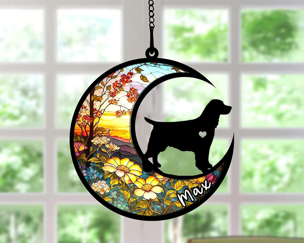 Personalized Dog Memorial, Custom Name English Springer Spaniel Dog Christmas Ornament with Name, Custom Breeds, Pet Loss Light Catcher, Gifts for Lovers Loss of Pet Sympathy on Mothers Day Christmas