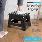 Handy Laundry Folding Step Stool 8 Inch, Black, Non-Slip Holds 300 lbs | 8 Inch, Black, Foldable Collapsible Step Stool, Non-Slip, Holds 300 lbs, Kitchen Bathroom Bedroom, Adults
