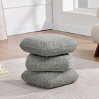 DUHOME 360°Swivel Upholstered Square Ottoman with Storage,Modern Boucle Ottoman Coffee Table with Removable Top White Vanity Stool with Storage for Bedroom, Living Room, Dark Green