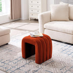 Multi-Functional Ottoman Stool Set of 2, Footrest for Couch, Modern Vanity Stool for Make-up Room, Living Room and Entryway, Small Cute Footstool (Rust Velvet)