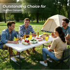 4FT Folding Table, Heavy Duty 400LBS-White | Portable, rust-proof metal frame For Working Meeting Parties Picnic Camping wedding indoor & outdoor use, easy fold & carry