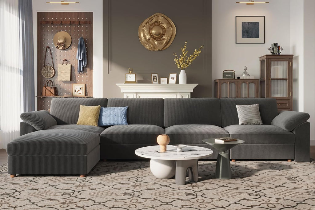 EASE MOOSE Oversized Sectional Modular Sofa,Extra Large L Shaped Couch Wide Deep Seat, Modern Comfy Modular Cloud Couch for Living Room,Removable and Washable