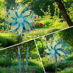 Metal Wind Spinners Outdoor, Golden Kinetic Wind Sculpture Garden Pinwheels with Metal Stake, Yard Art Decor for Patio, Lawn & Garden, Creative Gifts 57.5 * 13 Inch