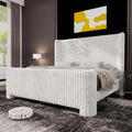 Ihanherry Queen Size Bed Frame with Faux-Fur Curved Wingback Headboard & Footboard, Upholstered Bed Frame with Removable & Washable Cover,Noise Free & Easy Assembly, No Box Spring Needed, White