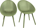 2xhome Modern Patio Dining Chair | Perforated Oval Egg-Shaped Breathable Weather Resistant Lounge Side Chair for Kitchen Indoor or Outdoor Use (Set of 2 Chairs, Green)