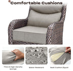 Rilyson Outdoor Swivel Rocker Chairs - All Weather Resistant Wicker Patio Furniture Set of 2 with High Back and 6 inch Thick Cushions for Deck Porch Yard and Poolside, Brown/Beige