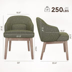 MALOL Dining Chairs Set of 6 with Lumbar Support,Fabric Upholstered Kitchen Chairs with Wooden Legs,Green