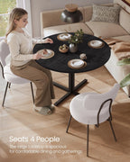 VASAGLE Dining Table, Small Round Kitchen Table for 4 People, 31.5 x 29.4 Inches, for Dining Room, Living Room, Modern, Water-Resistant, Ebony Black UKDT082B101S