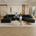 157.6" Oversized Cloud Sofa with 2 Ottomans, Modern Corduroy U Shaped Modular Sectional Couch, Deep Seat Floor Furniture Set, No Assembly Required (4 Seater+2 Ottoman)