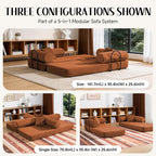 79" Corduroy Sofa Bed, Couch in a Box with 2 Pillows, High-Density Foam 4-in-1 Foldable Sleeper Futon Loveseat for Small Spaces, No Assembly, Side Pockets, Hex Arm Orange