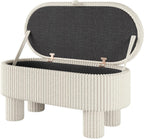 Merax Modern Storage Ottoman, Corduroy Upholstered Bench with Cylinder Legs, Wooden Bedroom Storage Seat, Beige Entryway Shoe Bench for Living Room, Bedroom