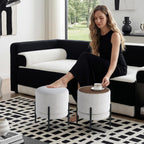 Get Set Style Multifunctional Ottoman with Side Table, Soft Round Footrest Stool,Vanity Stool with Metal Legs, Modern Decorative Furniture Vanity Chair for Makeup Room, Bedroom, Living Room