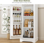 HIFIT 2 Set 71" Tall Narrow Storage Cabinet with 2 Reversible Doors, Small Kitchen Pantry Cabinet with Adjustable Shelves & Spice Rack, Slim Storage Cabinets for Bathroom, Living Room, Entryway, White