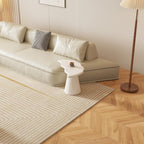 Guyii Irregular End Table, Cream White Side Table, Small Shark Fin Sofa Table for Living Room, Office, Home, Bedroom, Easy Assembly