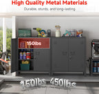 35.4”H Metal Storage Cabinet with Locking Doors and 2 Adjustable Shelves, Garage Storage Cabinet with Lock & Keys for Home School Office (Black)