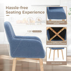 MAISON ARTS Mid Century Modern Dining Chairs with Arms Set of 2, Comfy Accent Chair with Solid Wood Legs Upholstered Kitchen Dining Room Chairs Lounge Chairs for Living Room Bedroom, Blue, 2pcs