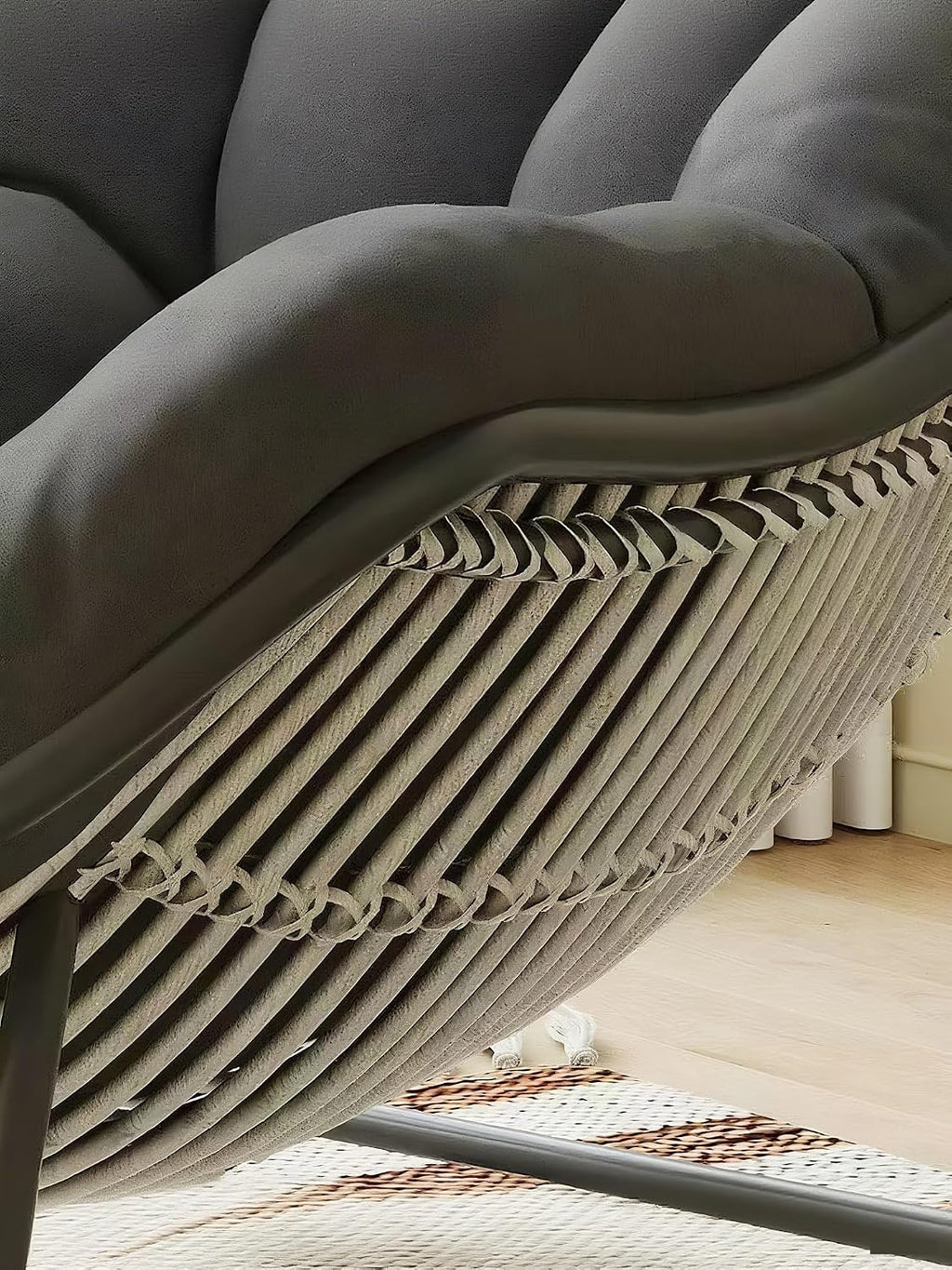 Rocking Chair with Cushion, Oversized Egg Chair Indoor Outdoor, All-Weather Lounge Rocker for Patio, Balcony, Garden(A,1 Chair)