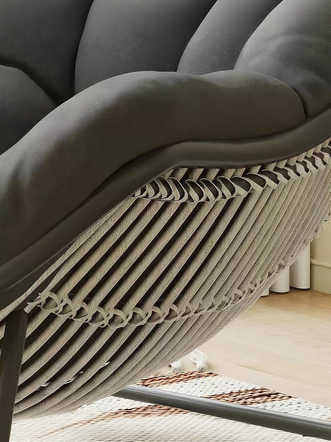 Rocking Chair with Cushion, Oversized Egg Chair Indoor Outdoor, All-Weather Lounge Rocker for Patio, Balcony, Garden(A,1 Chair)