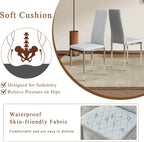 Dining Chairs Set of 6, Gray PU Leather, High Back, Silver Legs | Modern upholstered high-back kitchen chairs with padded seats for dining rooms, restaurants, apartments