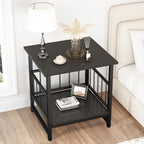EazeHome 18" Square End Table, Modern Nightstand Side Table, Nightstand with Open Storage Shelf for Living Room, Heavy Duty Stand of Mini Beverage for Dorm, Kitchen Room, Black