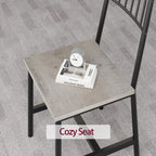 GarveeHome Dining Table Set for 4, Kitchen Table and Chairs for 4 with Wine Rack, Room Dining Table Set with Storage Benches, Rectangular Kitchen Table Set for Small Space, Apartment, Retro Gray