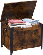 IDEALHOUSE Storage Bench, 23.6" Retro Wooden Storage Chest with 2 Safety Hinges, Loads 300 lb, Easy Assembly, Storage Ottoman Bench for Bedroom Entryway Living Room, Rustic Brown