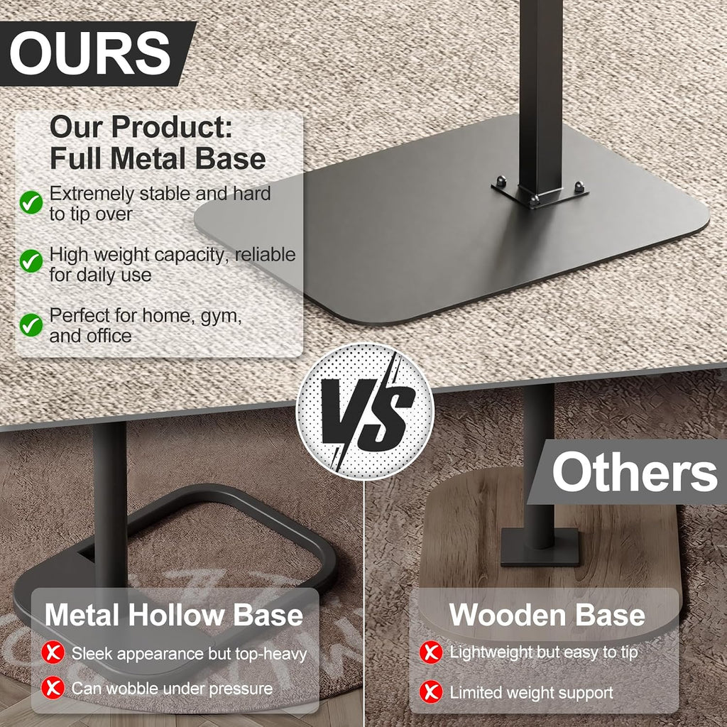 HzTinT Side Table Sofa Tray for Couch Heavy Metal Base Swivel/Adjustable Height, Sofa Bed Bathroom Study TV Tray C Shaped End Table Food Snack Trays for Eating