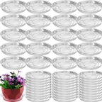 50 Packs 6" Small Clear Plant Saucers for Indoor Outdoor Use Heavy Duty Plastic Plant Trays for Planter Bulk Lower Pot Drip Trays to Catch Water, 4 to 20 Inch, Round Transparent