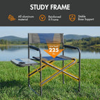 Portal Directors Chair for Adults with Side Table, Folding Camping Chairs Heavy Duty 225LBS, Portable Lawn Chairs with Cup Holder for Outdoor, Beach, Travel, Blue/Grey