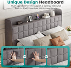 DUMOS Queen Bed Frame, Upholstered Platform Bed Frame with Storage Drawers