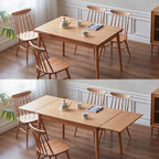 49.21’’-76.77’’ Extendable Dining Room Table for 6-10 Person, 100% Solid Wood Oak Dinner Kitchen Table, Mid Century Modern Dining Table for Kitchen, Living Room, Apartment (Natural)