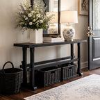 Narrow Entryway Table 59" Farmhouse Wood Long Skinny Console Table for Entryway Rustic Sofa Table for Living Room/Hallway/Reception/Bedroom, Black