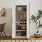 RuiSiSi 63" Tall Kitchen Pantry, Kitchen Pantry Storage Cabinet, White Freestanding Buffet Cupboards Sideboard with Doors & Shelves, Buffet Storage Cabinet for Kitchen Living Room Dinning Room