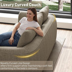 Curved Convertible Futon Sofa Bed,Modern Sleeper Couch,Curved Modern 3 Seater Cloud Couch