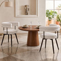 AODAILIHB 360° Swivel Boucle Dining Chairs Set of 2,Modern Upholstered Kitchen Chair with Curved Backrest,Armless Dining Chairs with Metal Legs for Dining Room, Vanity, Living Room, White