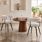 AODAILIHB 360° Swivel Boucle Dining Chairs Set of 2,Modern Upholstered Kitchen Chair with Curved Backrest,Armless Dining Chairs with Metal Legs for Dining Room, Vanity, Living Room, White