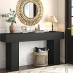 63 Inch Long Console Table for Entryway, Farmhouse Wood Rectangular Sofa Table Behind Couch Table, Narrow Entryway Table for Living Room, Entrance, Hallway, Foyer, Easy Assembly (Charcoal Black)