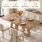 Tribesigns 63-Inch Dining Table, Farmhouse Kitchen Table with Wooden Pedestal, Rectangle Dinner Table for Kitchen, Dining Room, Small Space, Rustic Brown, Capacity 4-6