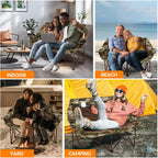 Double Camping Chairs Oversized Loveseat - 2 Person Camping Chair Portable Lawn Folding Chair for Outside Adults - Heavy Duty Outdoor Camping Couch with Cup Hold, Camouflage