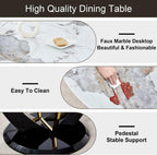 48 Inch Round Dining Table for 4-6, Modern Circle Dining Table with Black & Gold Metal Pedestal Base, Faux Marble Round Kitchen Table, 300 LBS Capacity
