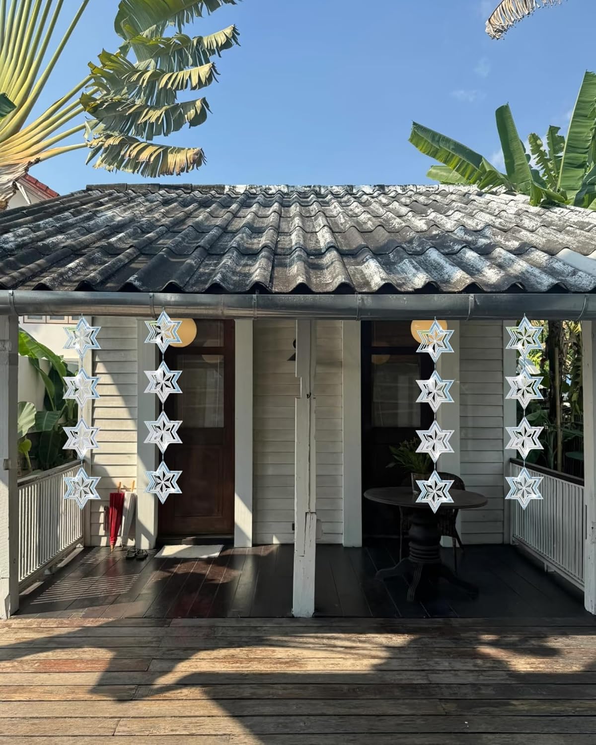 Stainless Steel Wind Spinner - Reflective Garden Spinner to Scare Birds Away, Sparkly Outdoor Decor for Yard, Patio, Farm - Heart Shaped Gift for Mom, Women, Wife (Hexagonal Star)