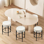 Murago Counter Height Bar Stools, Set of 2, 24" Modern Backless Bar Stools, Ideal for Kitchen Counter, Kitchen Island, Boucle Sherpa Padded Cover, with Round Soft Seat and Foot Rest, White