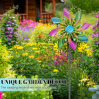 Wind Spinner Outdoor, Standing Wind Sculpture Yard Art Decorations, Metal Windmill for Patio Lawn & Garden Decor (B-Colorful-2PCS)