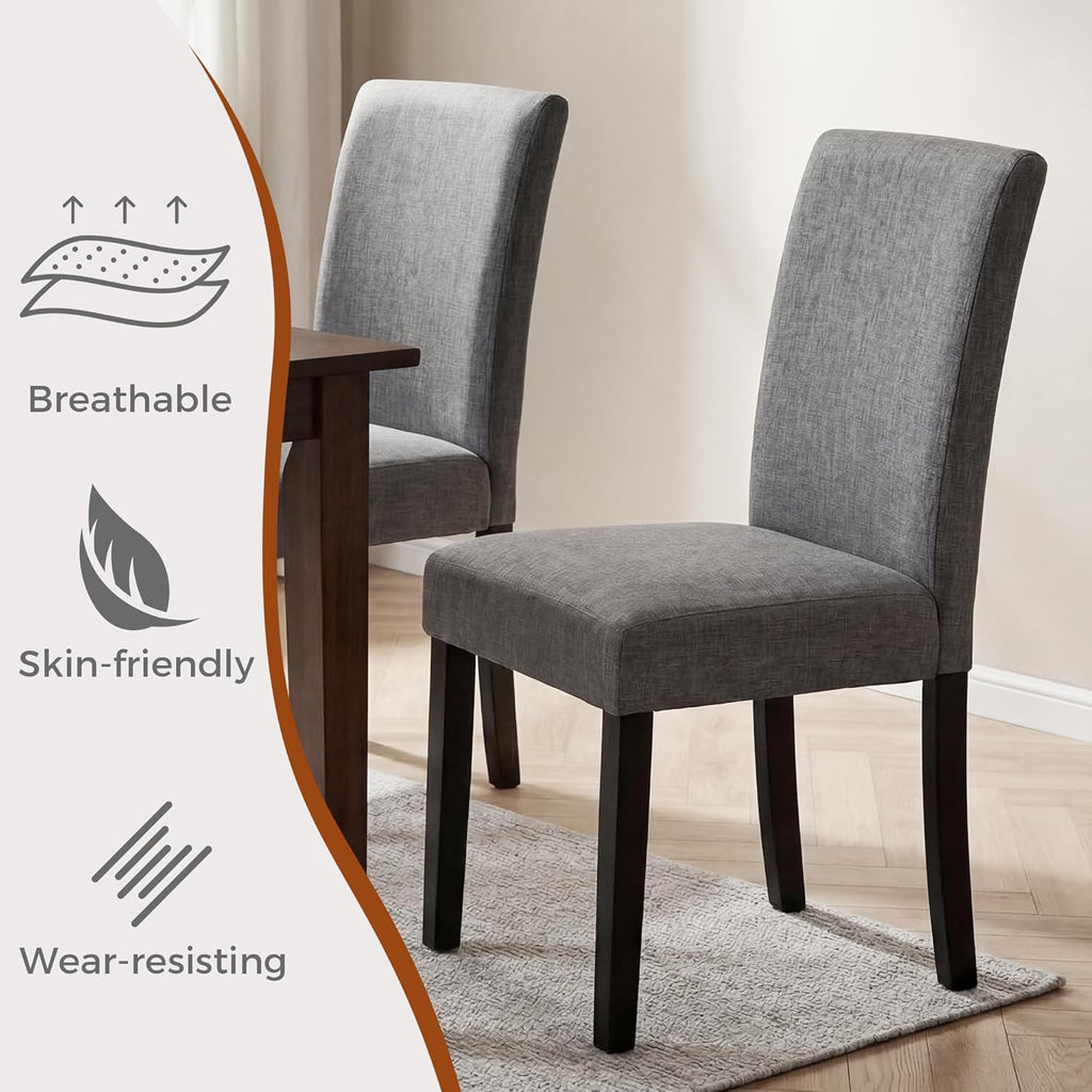 Modern Fabric Dining Chairs,Elegant Design Kitchen & Dining Room Chairs with High Back for Home Dining Space (Gray, Set of 2)
