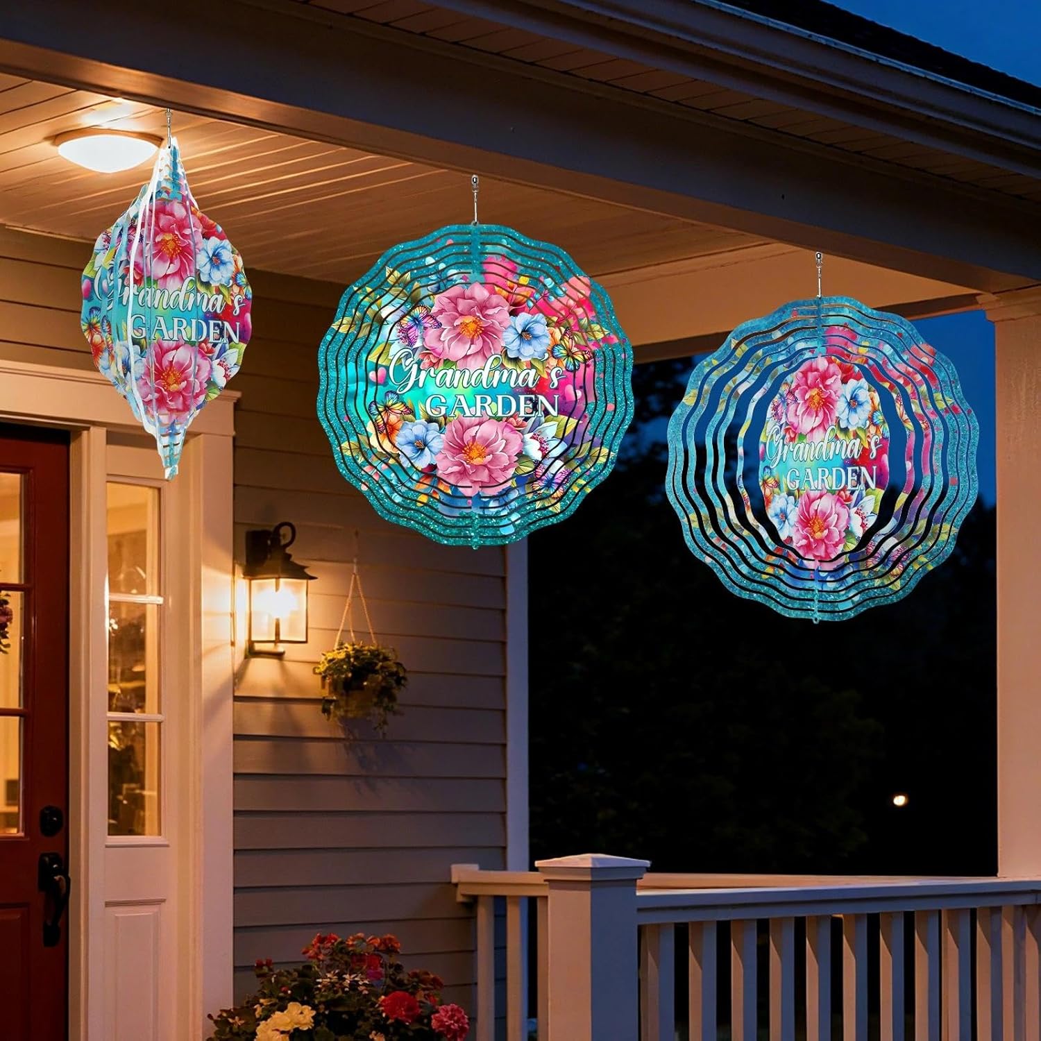 Grandma Gifts for Christmas - Garden Decor Wind Spinner Outdoor 12-Inch 3D Kinetic Stainless Steel Metal Hanging Yard Art - Birthday Gifts for Grandma Gigi Nana Granny for Thanksgiving Mother's Day