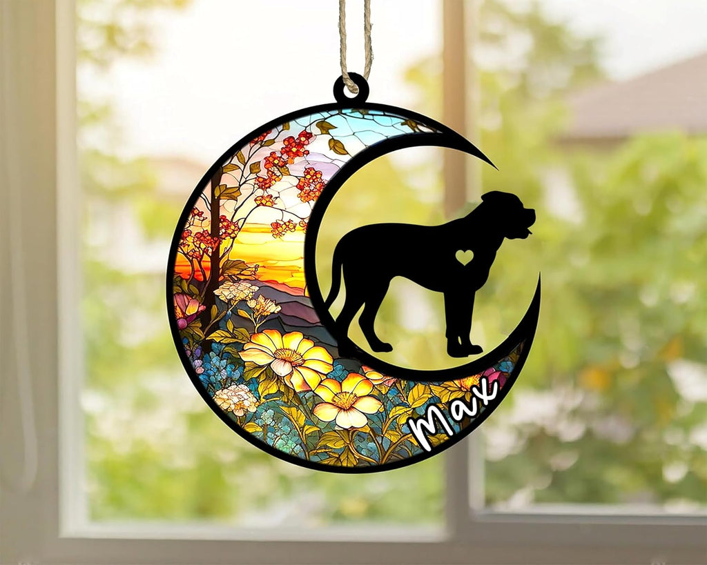 Personalized Dog Memorial, Custom Name Bullmastiff Dog Christmas Ornament with Name, Custom Breeds, Pet Loss Light Catcher, Gifts for Lovers Loss of Pet Sympathy on Mothers Day Christmas
