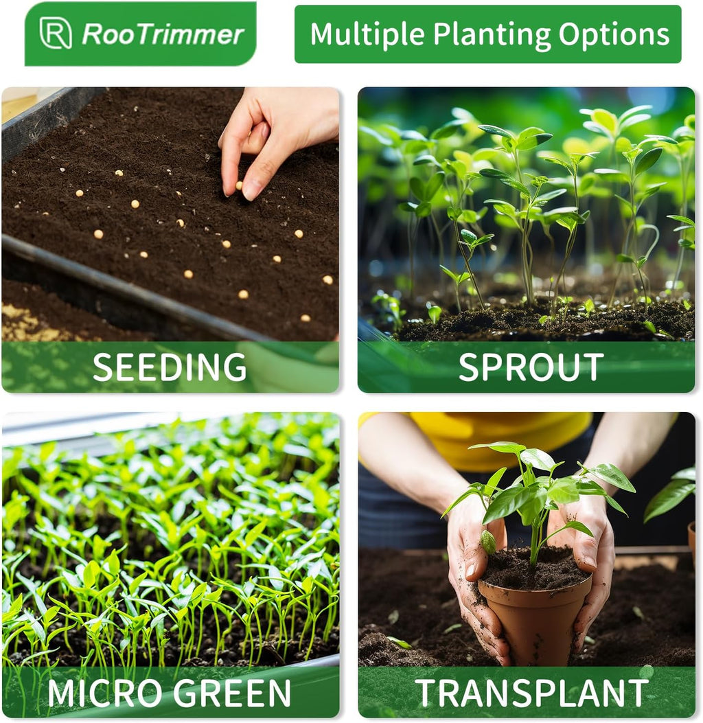 Shallow 1020 Nursery Flat Trays Specialized for Holding & Carrying 200 Cell Plug Seedling Trays (Height is 1.3"),Microgreen Germination Trays,10 Pack, No Holes (YB01, 10Pcs)