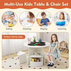 HONEY JOY White Kids Table and Chair Set, Children Activity Play Table with 4 Storage Stools for Art Craft, Nesting Design Toddler Table and Chair Set for Playroom, Daycare, Gift for Boys Girls