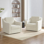 Swivel Accent Chairs Set of 2, 360° Swivel Armchairs with Deep Seat, Beige